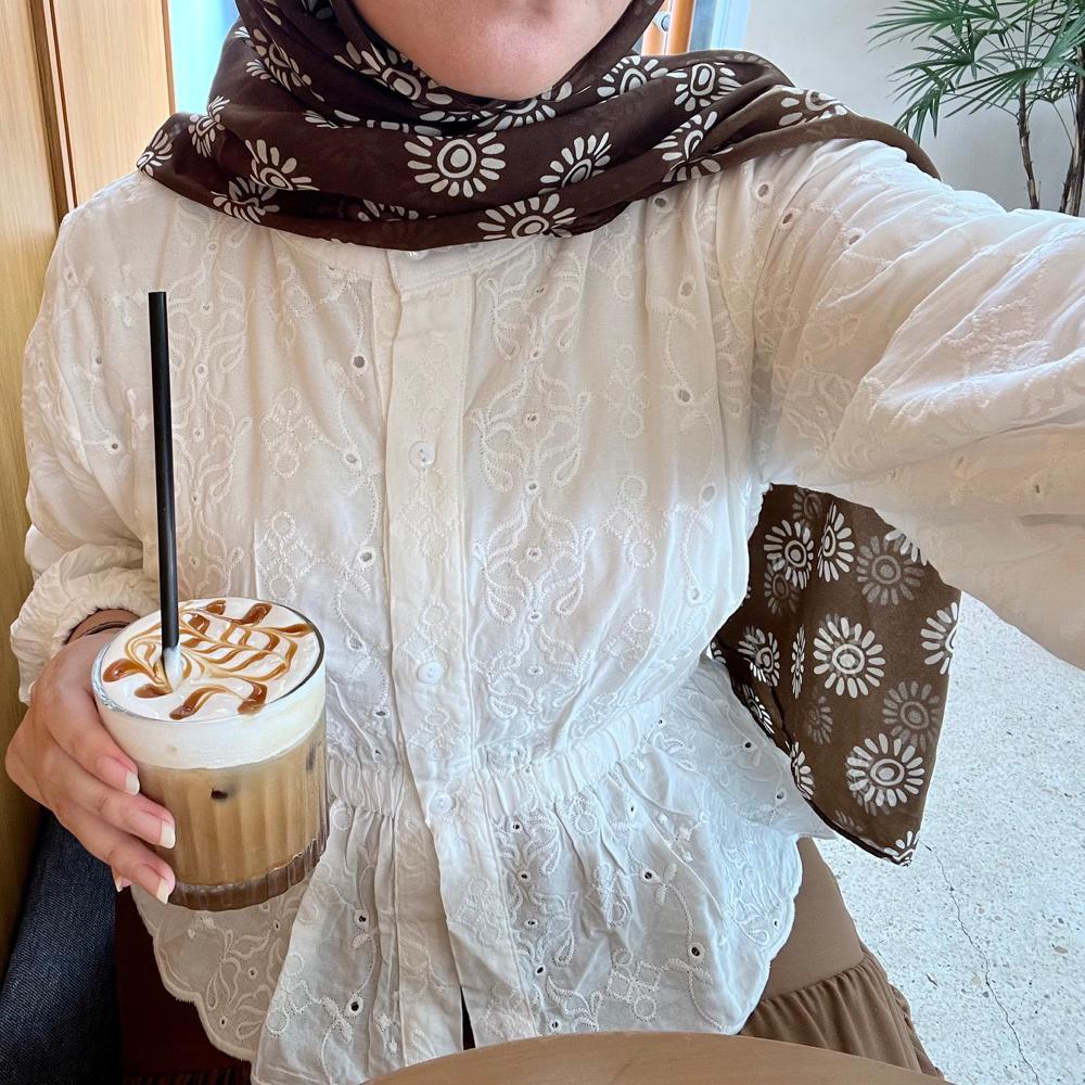 NEW PRODUCT Sarea Blouse Korean Style - Blouse Katun Bordir-Blouse Wanita-Katun Bolong-Bordir Bunga-