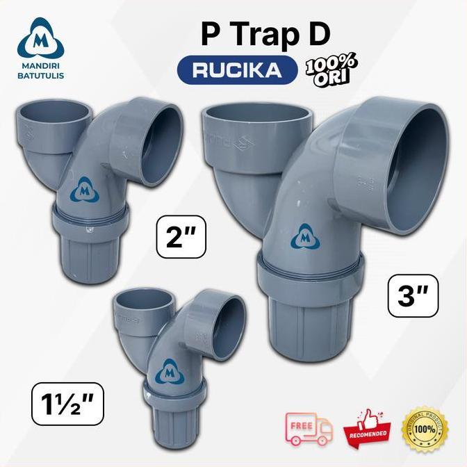 P Trap D RUCIKA Original - Sambungan Pipa PVC Leher Angsa Anti Bau - Sifon Wastafel Bak Cuci Piring 