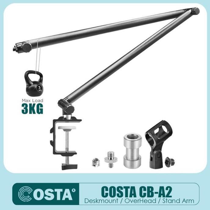TERBARU - COSTA CB-A2 Boom Arm Overhead Table Stand f/ Camera Smartphone Mic LED