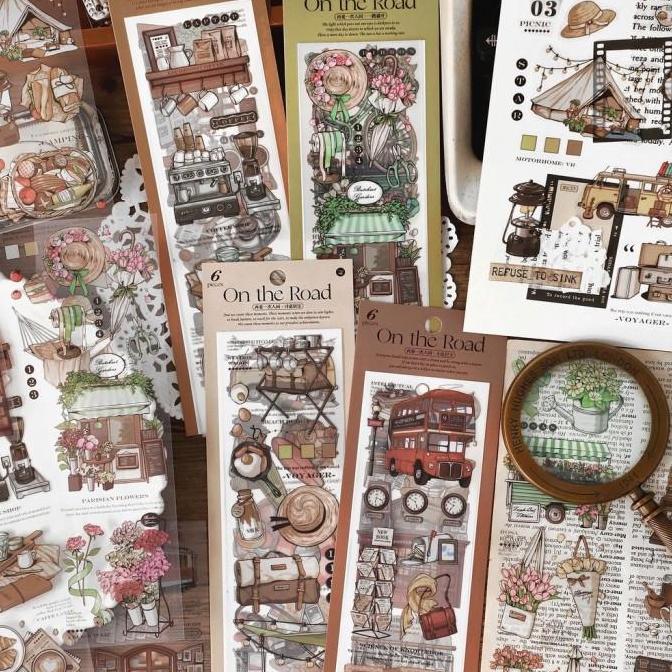 6 Lembar/ Pack Vintage Retro Stickers London Style Aesthetic Sticker