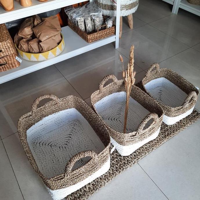 Keranjang Seagrass Persegi / Kotak Anyaman Seagrass KS06