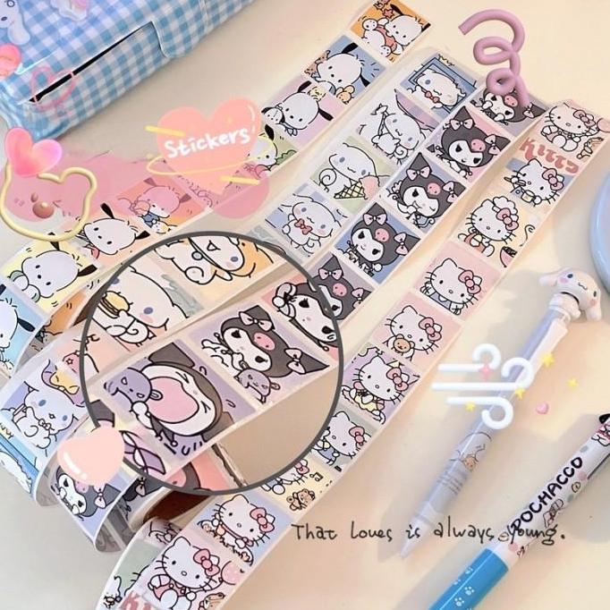 200 Lembar Stickers Cartoon Stiker Anak Purple Monster Cute Lucu Rekat