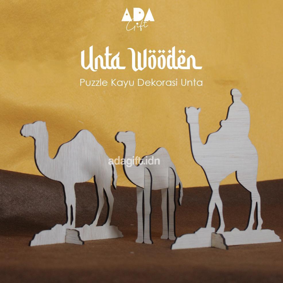 Tahan Lama  Unta Kayu Dekorasi Meja | Hiasan Idul Adha | Properti Foto Unta | Ramadhan