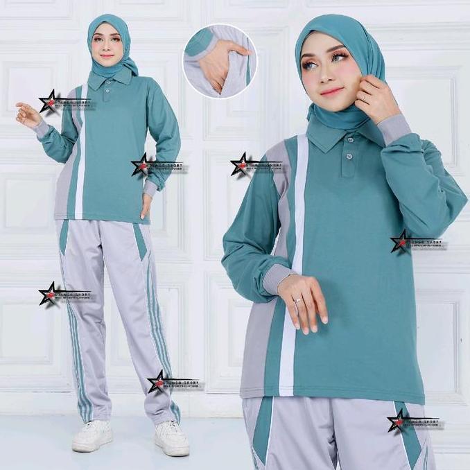 Fitbanget- Baju Olahraga Senam Wanita 1 Set / Setelan Baju Olahraga Lengan Panjang / Seragam Olahrag