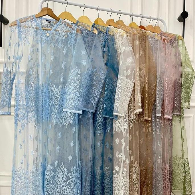 Gaia Outer Brokat Tile Panjang wanita Cardigan kondangan Muslim Kardigan Fit Putih Hitam Baju