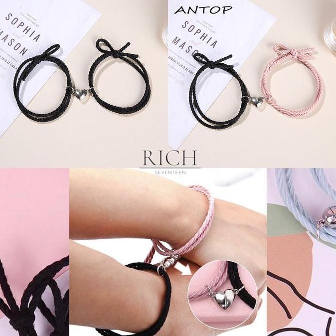 Gelang Couple Pria Wanita Bezzania Karet Couple Magnet Love Sahabat