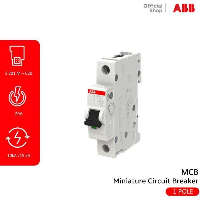 Murah Abb Mcb 1P 20A 10Ka 15Ka S201M-C20 2Cds271001R0204 S 201 M