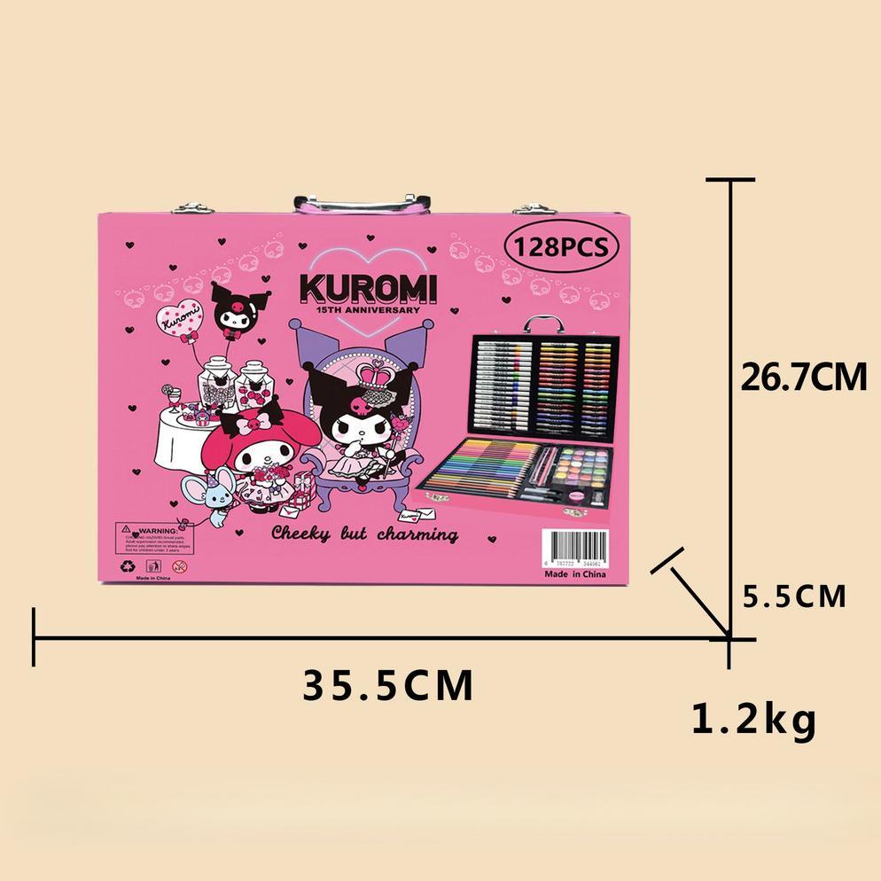 BESTPROMO Crayon Warna Set 128pcs Koper Besi Set Perlengkapan Melukis Anak 128 Piece - Kotak Hadiah 