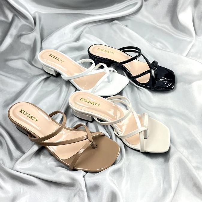 SANDAL HEELS WANITA HAK 3CM SIMPLE ELEGAN OOTD KONDANGAN KEKINIAN TERBARU