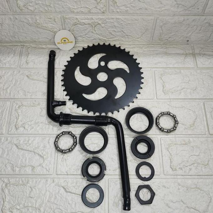 Crank 44T Sepeda BMX 20 Full Set Gir Tengah As Langsung BB Besar