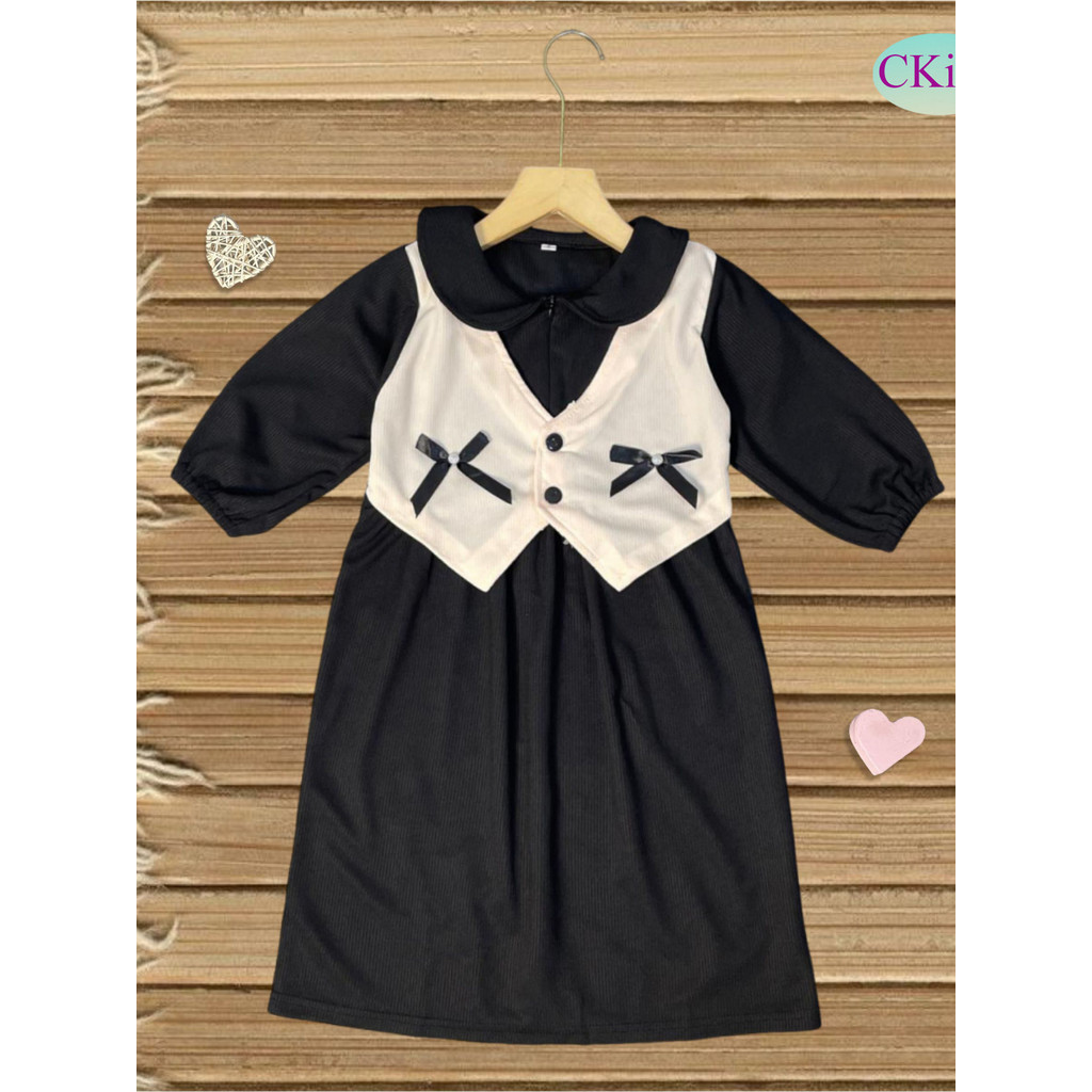 CKids Gamis Anak Perempuan Rompi Putih Eunha Ribbon