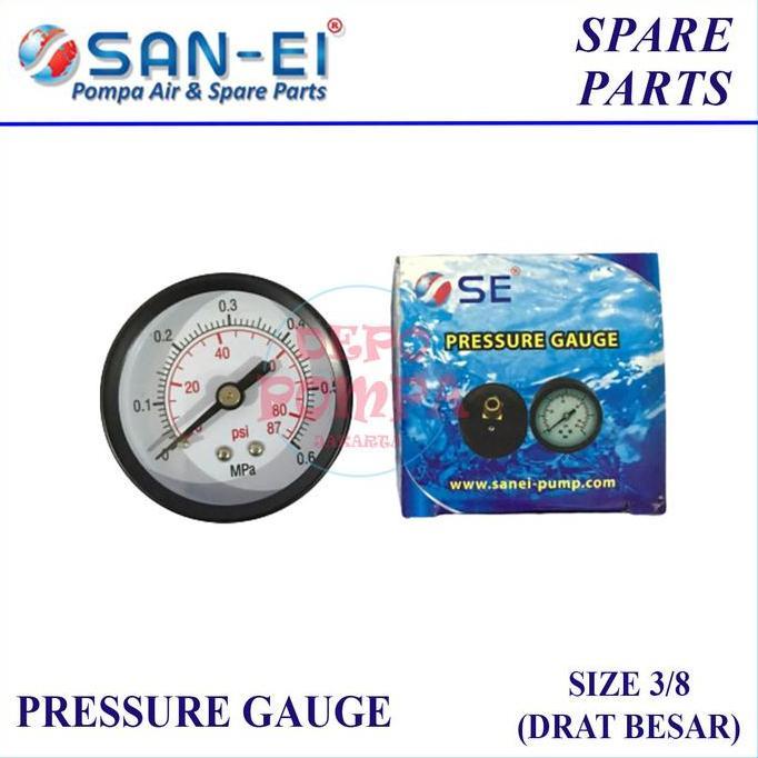 Pressure Gauge Pompa Air 3/8 (Body Besar) / Ampere Meter Pompa Air Restock