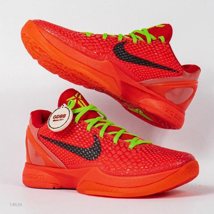 Zoom Kobe 6 Protro Reverse Grinch 23 Bright Crimson Red Electric Green