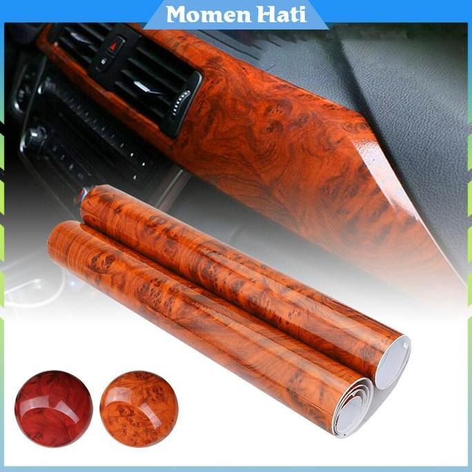 GRANTZY Stiker Dashboard Mobil / Stiker Vinyl Interior Mobil Motif Kayu Glossy