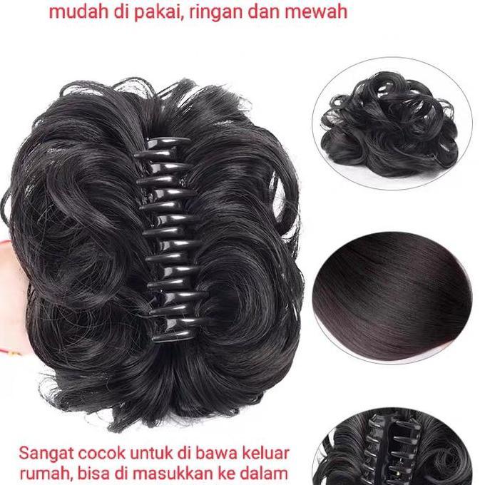 Jepit Rambut Palsu Wig (Curly/Ikal) Elegant Premium Modis Ikal Sanggul