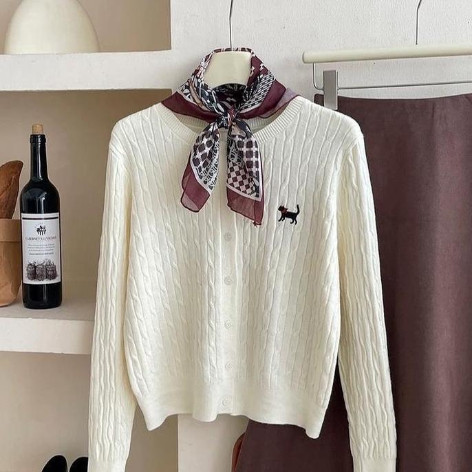 Langsungaja- Atasan Rajut Wanita Dengan Syal Motif Y6295 - Cardigan Rajut Dengan Scarf - Top, Baju, 