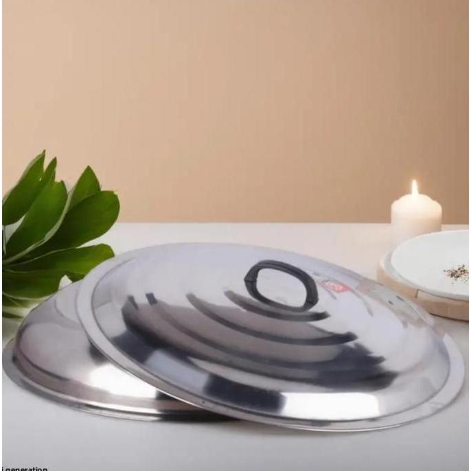 Tutup Wajan Jumbo Stainless Steel Tutup Kuali Aman Digunakan Cocok untuk Wajan Besar Makanan Segar