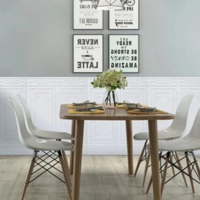Ready wallpaper foam 3D peredam panas dan suara pada dinding kayu jati putih