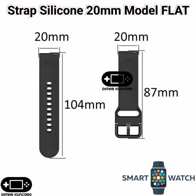 Strap Silicone 20mm FLAT Eggel Valor Tempo 2 3 Silikon Tali Smartwatch