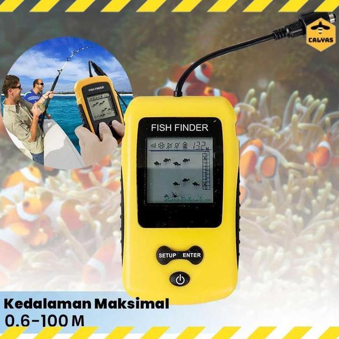 Radar ikan Sonar Fish Finder Cable 4x4 Inch Display 100M Alat Pelacak Ikan Laut