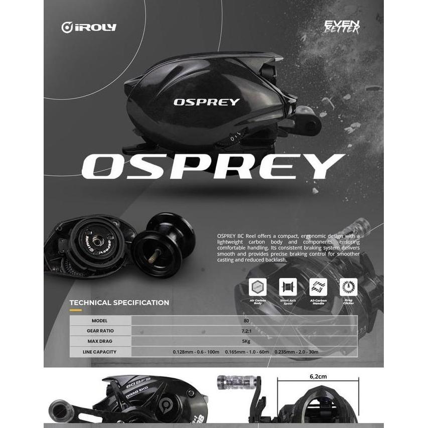 Reel BC / BAITCASTING IROLY OSPREY 80BFS (SHALLOW SPOOL) LEFT HANDLE