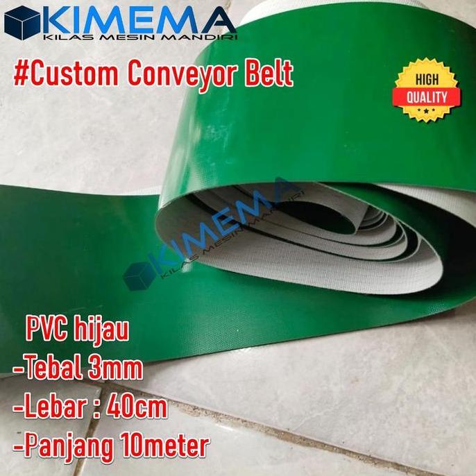 Custom PVC Conveyor Belt hijau tebal 2mm lebar 40cm panjang 10meter Sambung