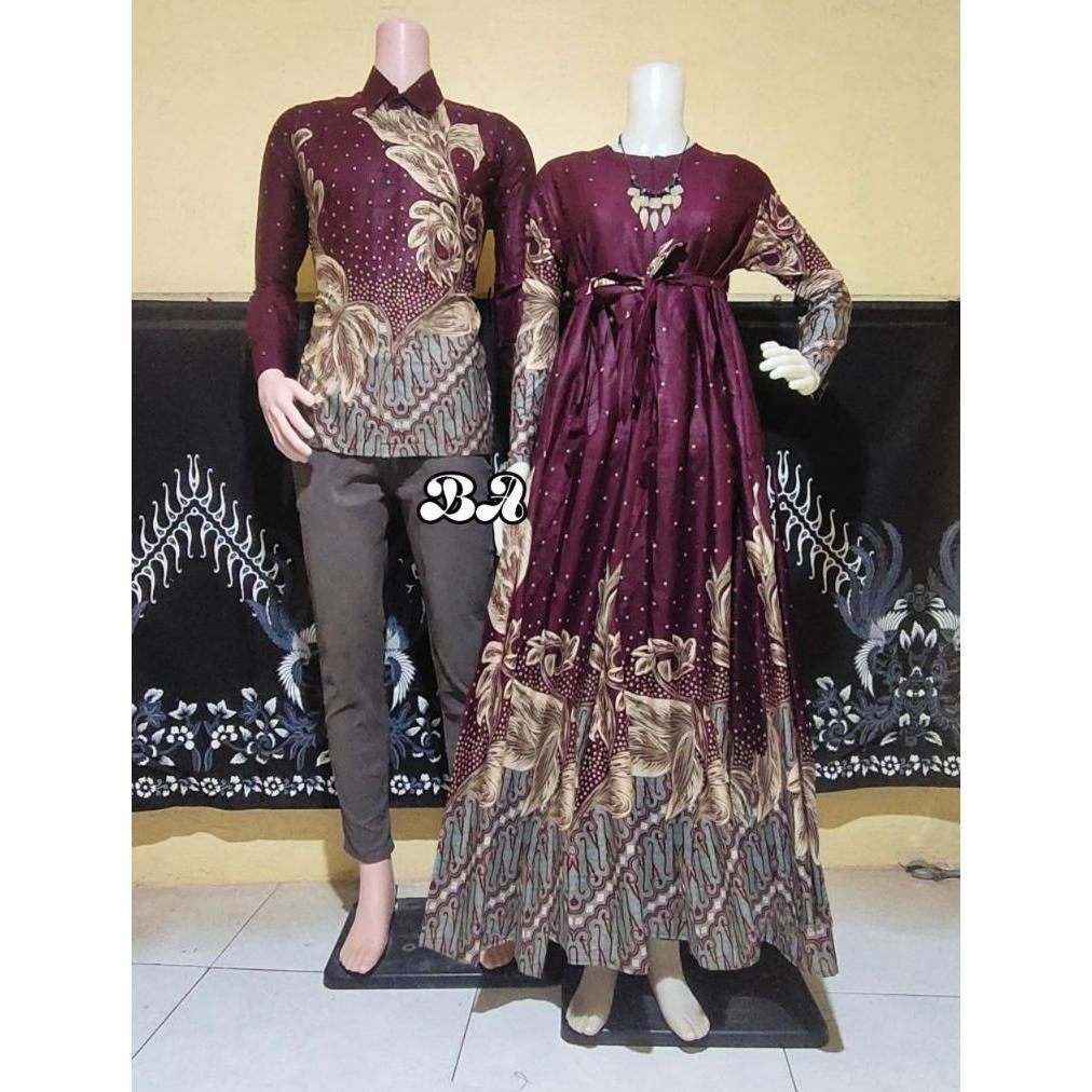 Termurah / Hot Sale Gamis Batik Couple Pasangan | Baju Sarimbit Suami Istri Serasi Untuk Kondangan