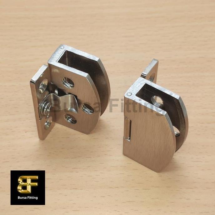 Engsel jepit pintu kaca oval stainless steel / engsel pintu kaca
