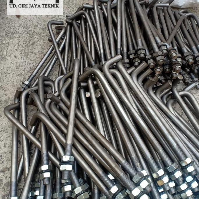 angkur L UK 19mm panjang 50cm+2nut+2ring(besi beton hitam)