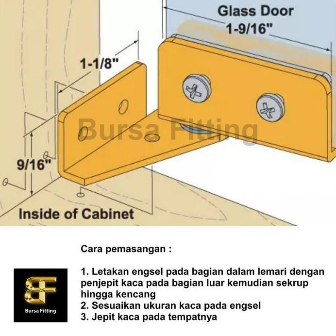Engsel kaca ke kayu / engsel jepit kaca / engsel pivot / engsel kaca