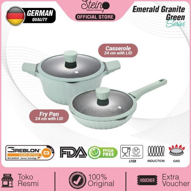 Frypan Casserole Steincookware EMERALD Panci Set Stein Brown