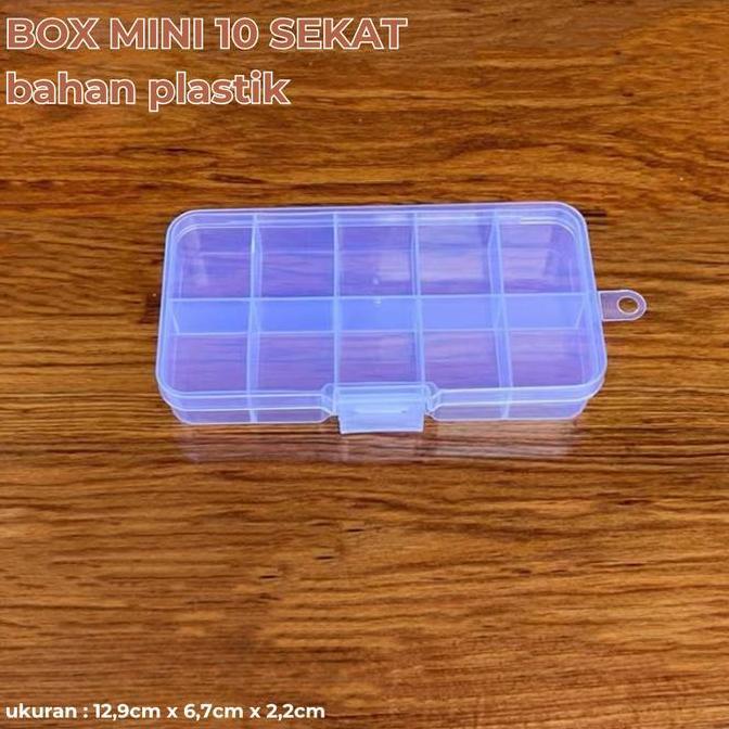 Kubika- Kotak Serbaguna Transparan Sekat 10 Bahan Plastik/Box 28Kolom Hiasan Nailart