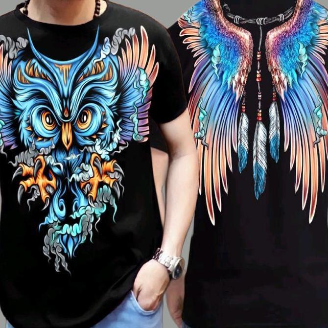 Fuku- Kaos Oblong Distro Pria Design Owl Batik