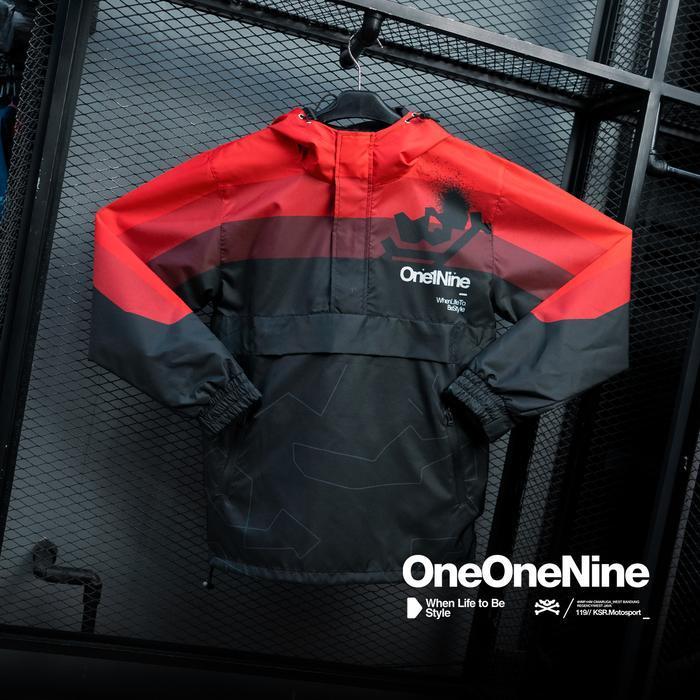 Oneonenine Ksr Jaket Big Pocket Flex Red - Jaket Motor Sport Camo Polyester Waterproof Original Dan 