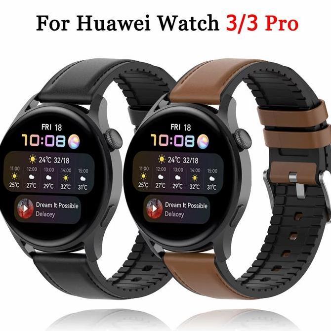 Strap Tali Jam Huawei Watch Gt3 / Gt 3 46Mm Model Leather Kulit Rubber