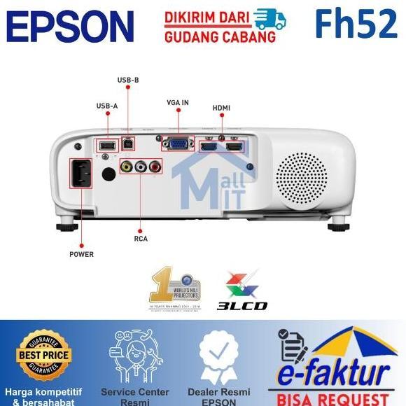 Proyektor Epson Eb-Fh54 Eb Fh54 Ebfh54 Wifi Wireless 4.100 Lumens Full Hd Pengganti Eb-Fh52 Ebfh52 F