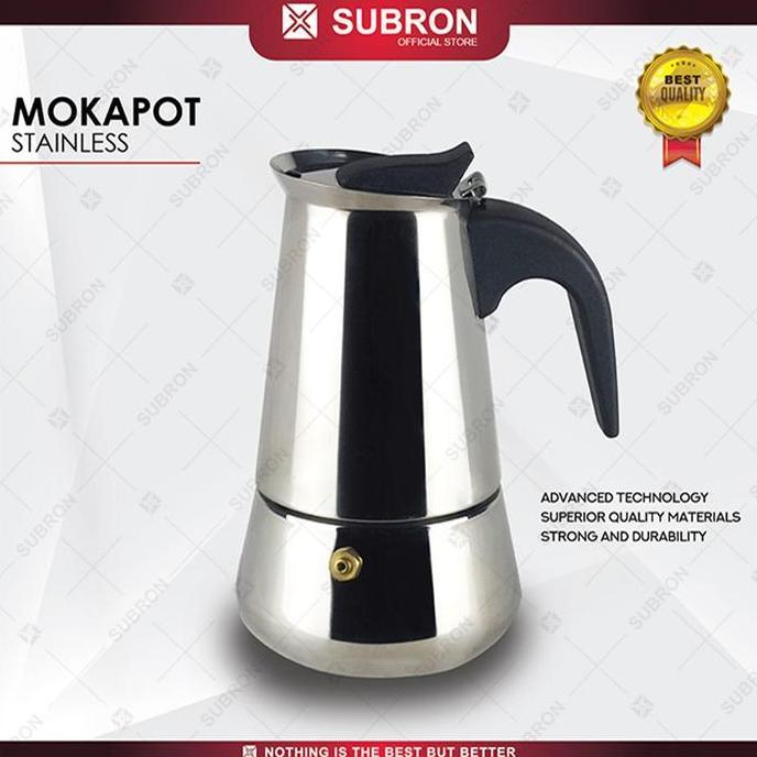 SUBRON Manual Espresso Coffee Maker Mokapot Stainless 2 Cup 100ML Kopi Steel