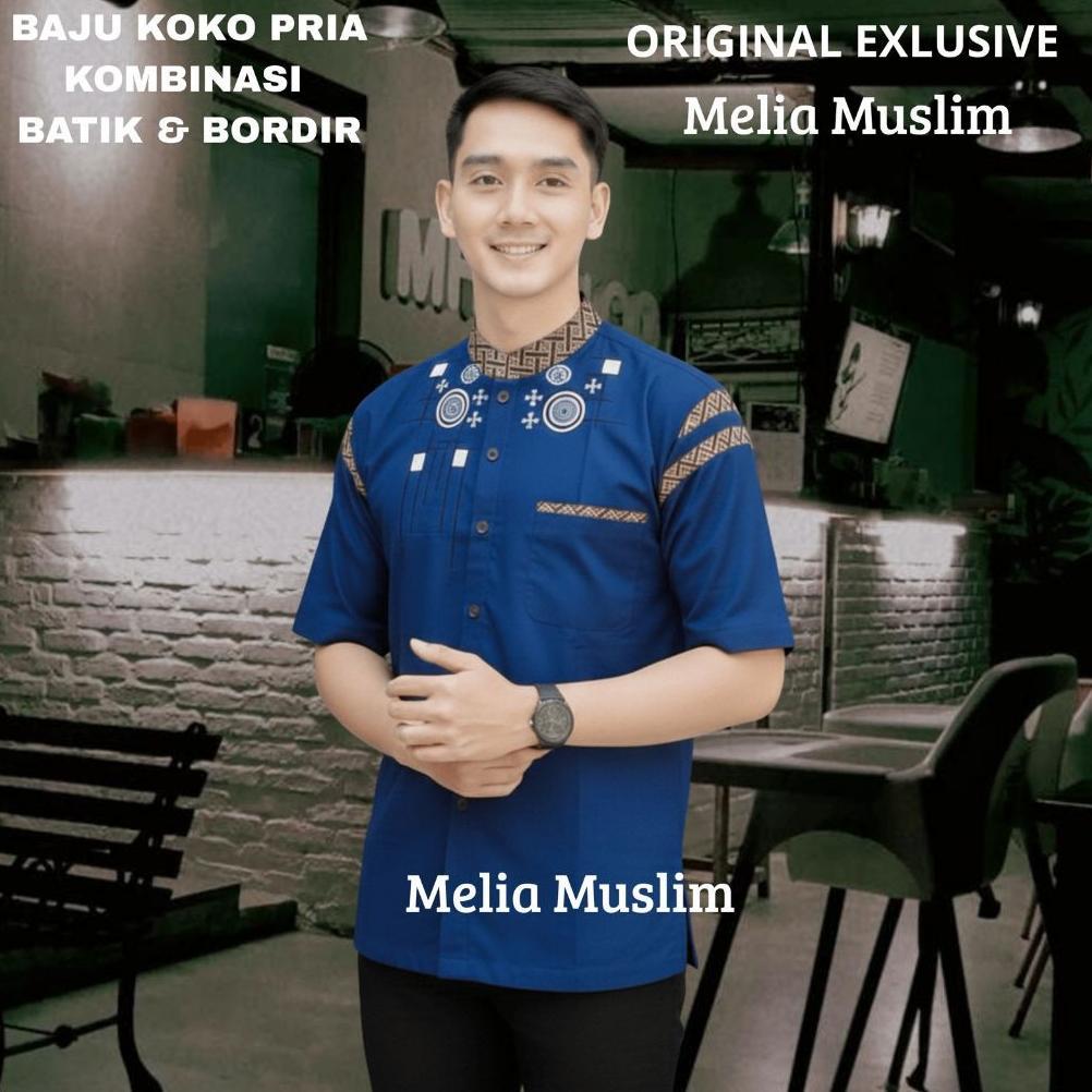 Grade Ori Baju Koko Lengan Pendek Pria Motif Batik Kombinasi Bordir Bahan Katun Terbaru 2026