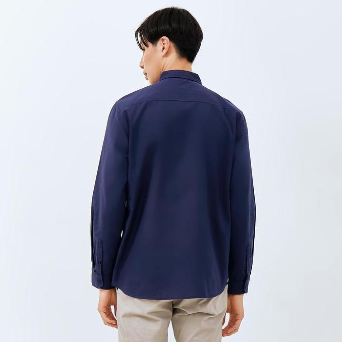 Fuku- M231 Kemeja Pria Basic Polos Oxford Panjang Navy 1456H