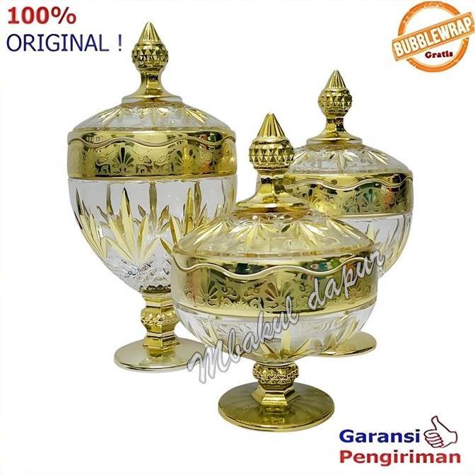 Termurah / Hot Sale New Toples Kaca Kristal Toples Piala Set Toples Lebaran Set Toples Pajangan Emas