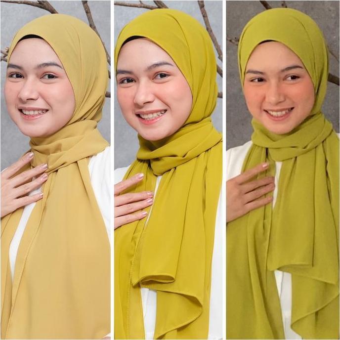 Promo SERIES LEMON - LIME / Hijab Pashmina Warna Lemon Pashmina Ceruty Babydoll Premium ( Hijab Warn
