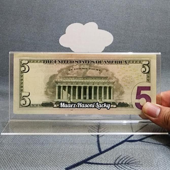 Akrilik Tempat Uang Pajangan Hiasan Amerika 5 Dolar