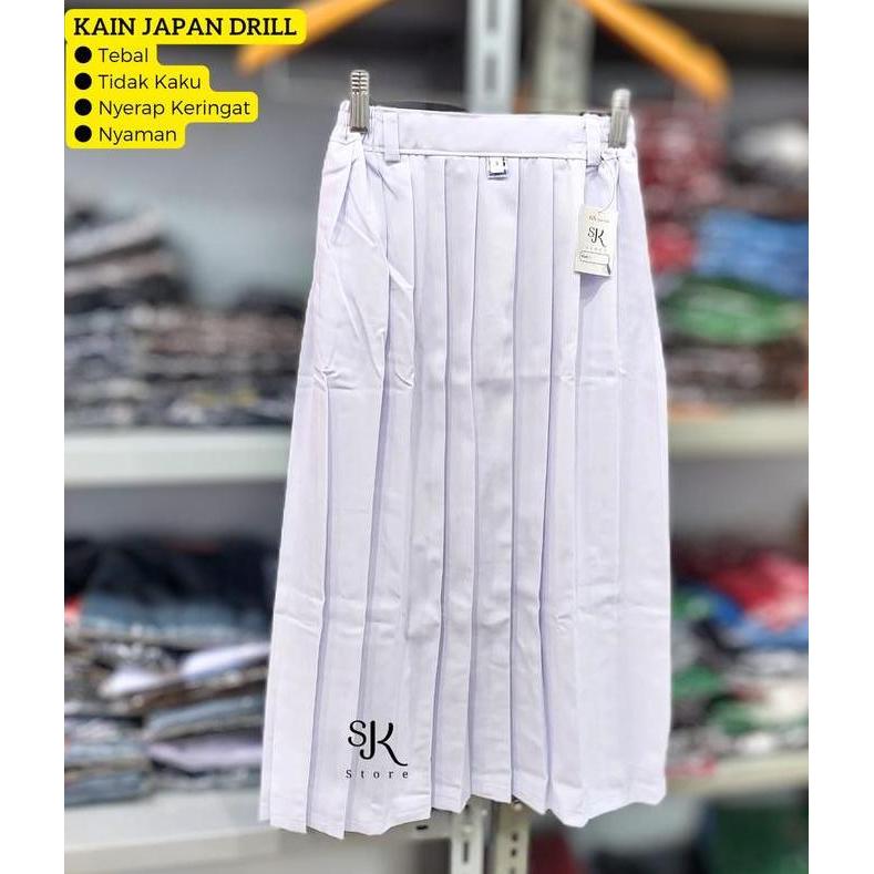 BELANJA SEKARANG Rok Panjang Sekolah SD/ MI Model RA (Full Rempel/Lipit Atas) Kain Drill Japan warna