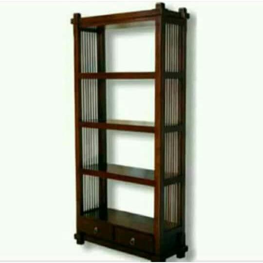 Rak Buku Minimalis Kayu Jati Mebel Jepara MENTAH