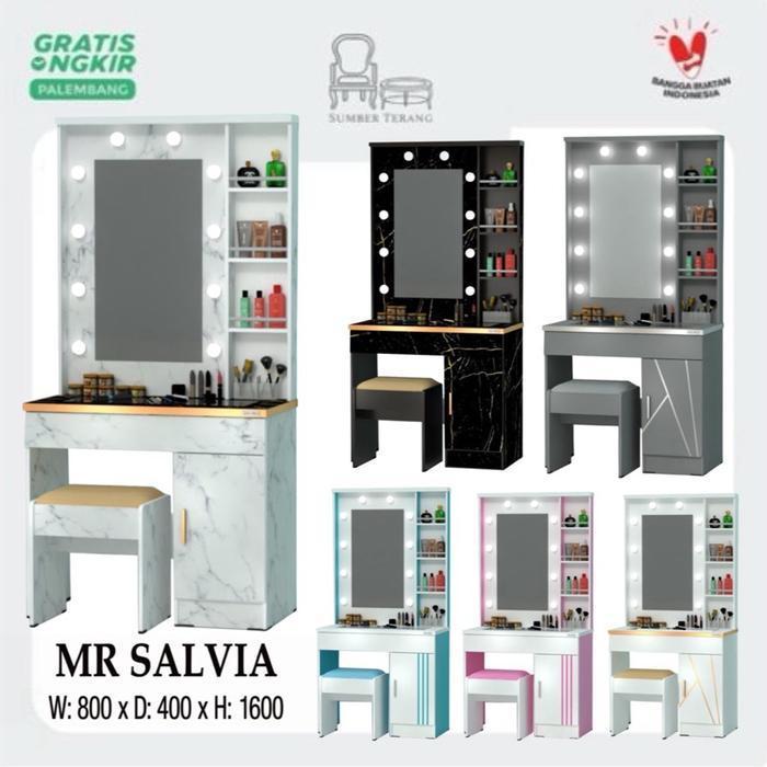 MR SALVIA Meja Rias Lampu LED Minimalis Meja Rias Marble Meja Makeup Dressing Table Meja Rias Pink M