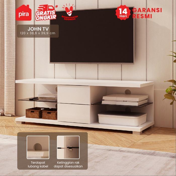 PIRA - JOHN TV Meja TV / Rak TV Putih Glossy WHITE GLOSSY