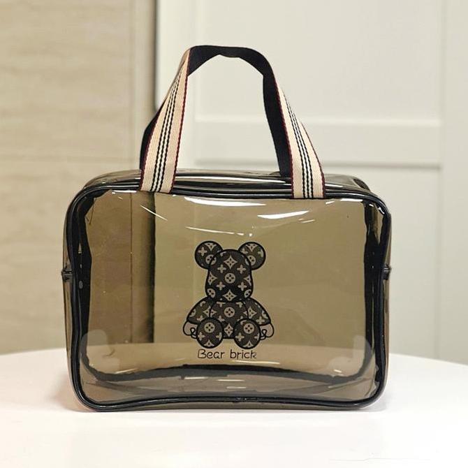 Utsukushi- Comfyjane Washbag Tansparan Beruang Tas Kosmetik Washbag Travel Portable Pouch Travel Tas