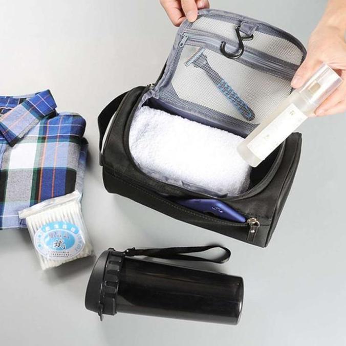 Ready Tas Peralatan Mandi Pria Dengan Gantungan - Tas Mandi Pria - Tas Travel Pria - Organizer Peral
