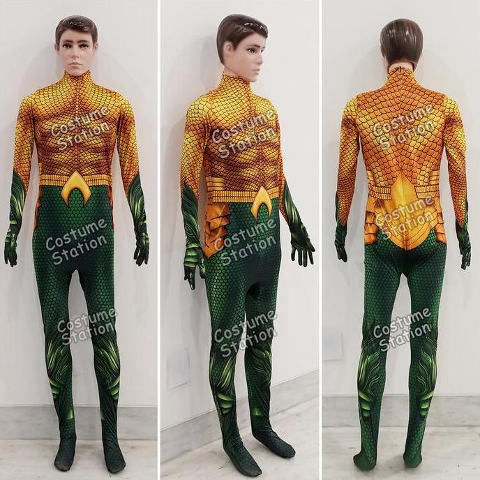 Kostum Aquaman / Costume Superhero Justice League pria dewasa