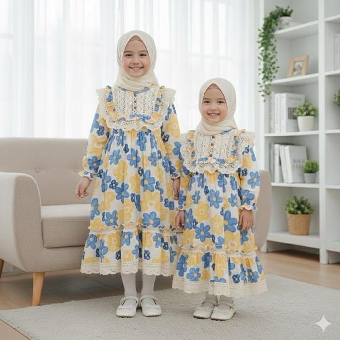 Gamis Elizabeth 1-4y/ Gamis Lebaran Anak Vintage Baju Muslim